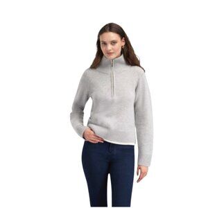 Zanone Slowear 1/4 Zip Pullover Sweater Womens 44 Large Gray Wool Angora Mock
